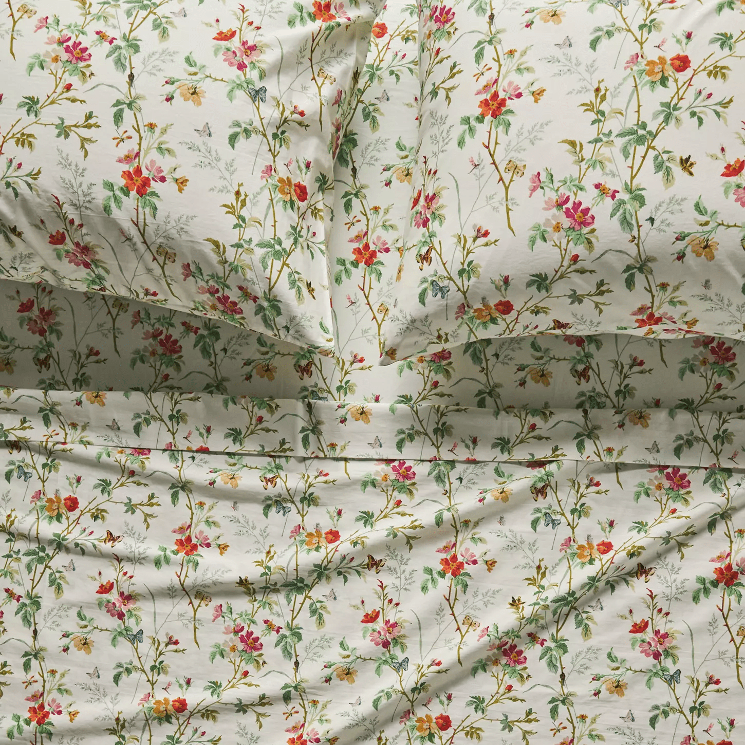 Organic Cotton Sateen Printed Sheet Set, Rafaella