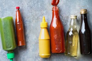 Condiments in bottles
