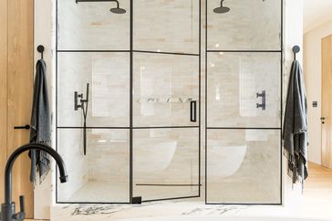 rob diaz home tour window pane shower