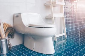 modern bathroom with blue tile