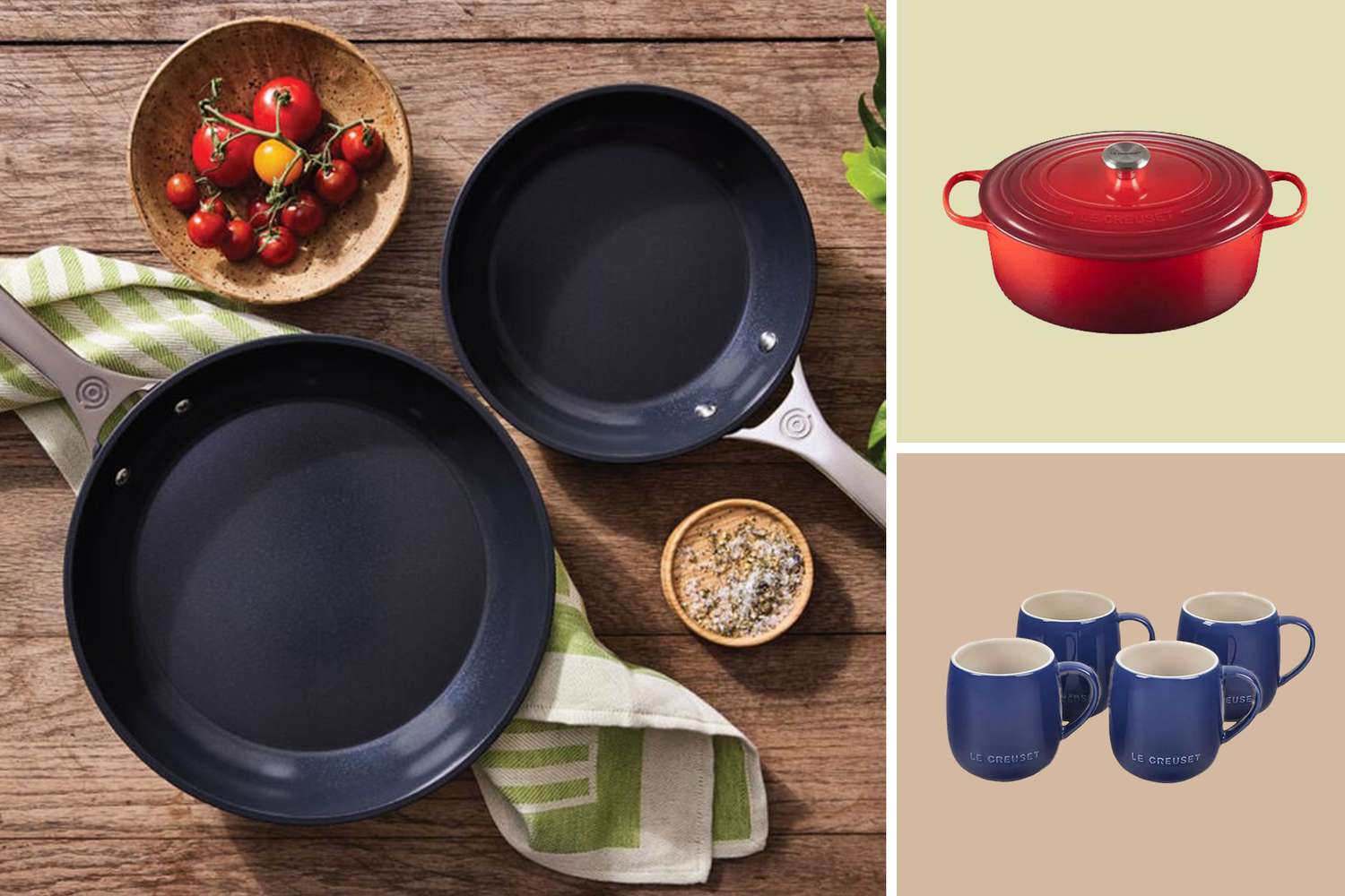 three Le Creuset photos in a grid