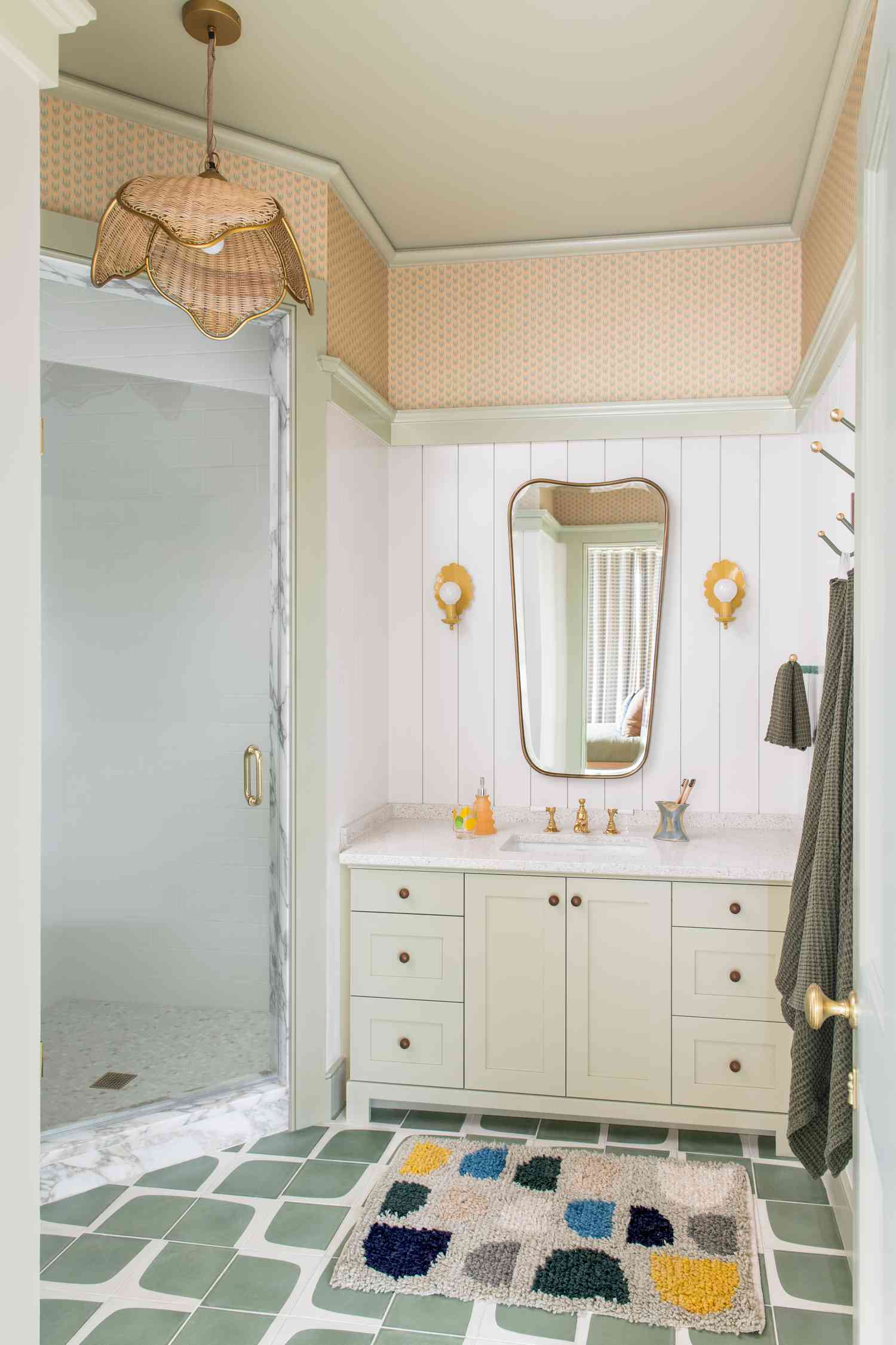 sage green bathroom tile