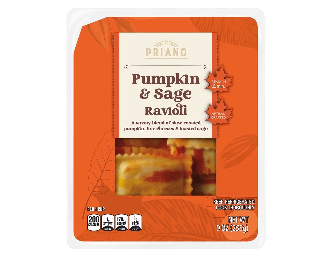 Priano Pumpkin and Sage Ravioli 9oz package