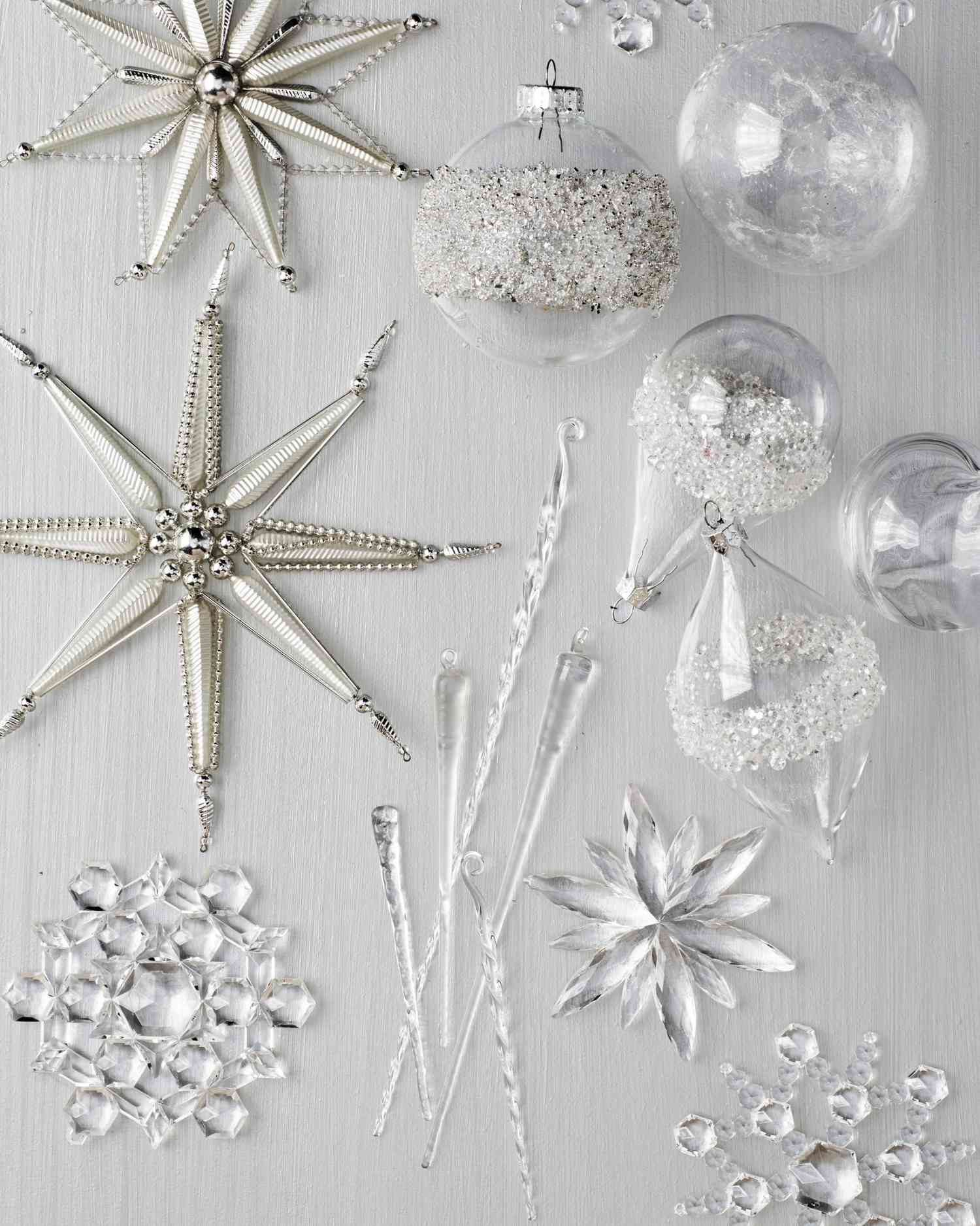 frozen snowflake and icicle Christmas ornaments