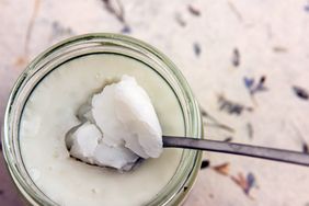 Coconut oil in a glass jar