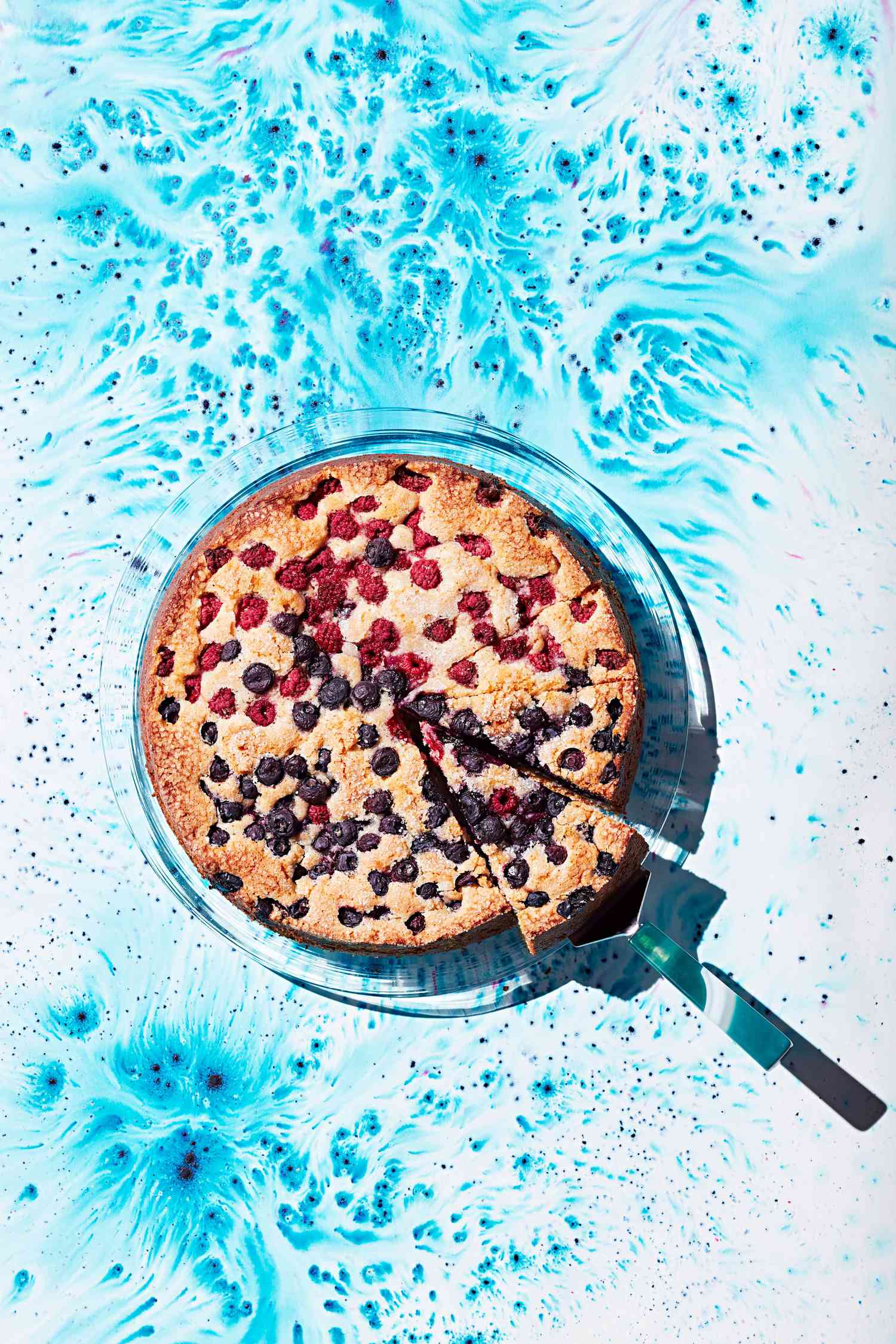 bourbon and brown-sugar cake with berries