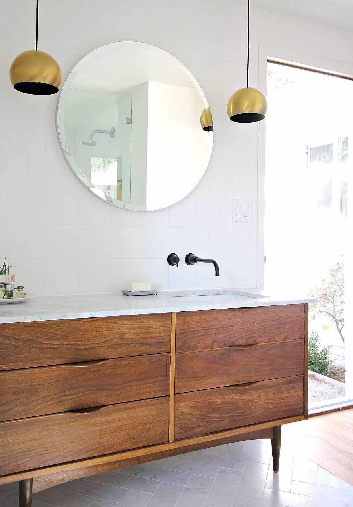Wooden minimal bathroom vanity