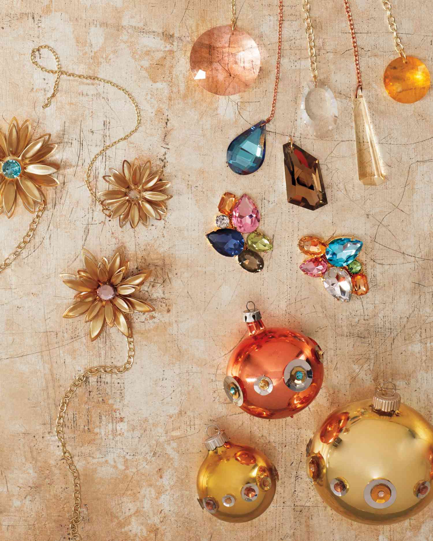 floral gems and sequined ball Christmas ornaments