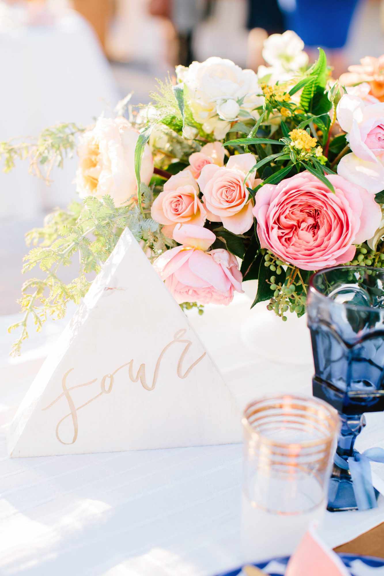 julie anthony real wedding table number triangle