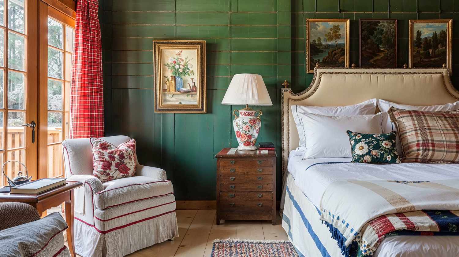 green bedroom vintage 