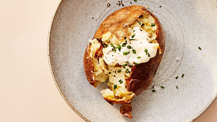 classic baked potato on plate