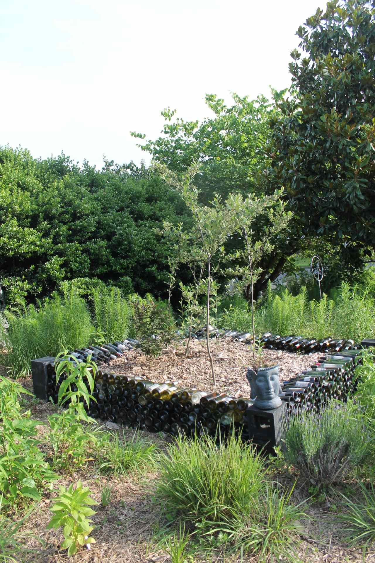 Wine bottle raised bed