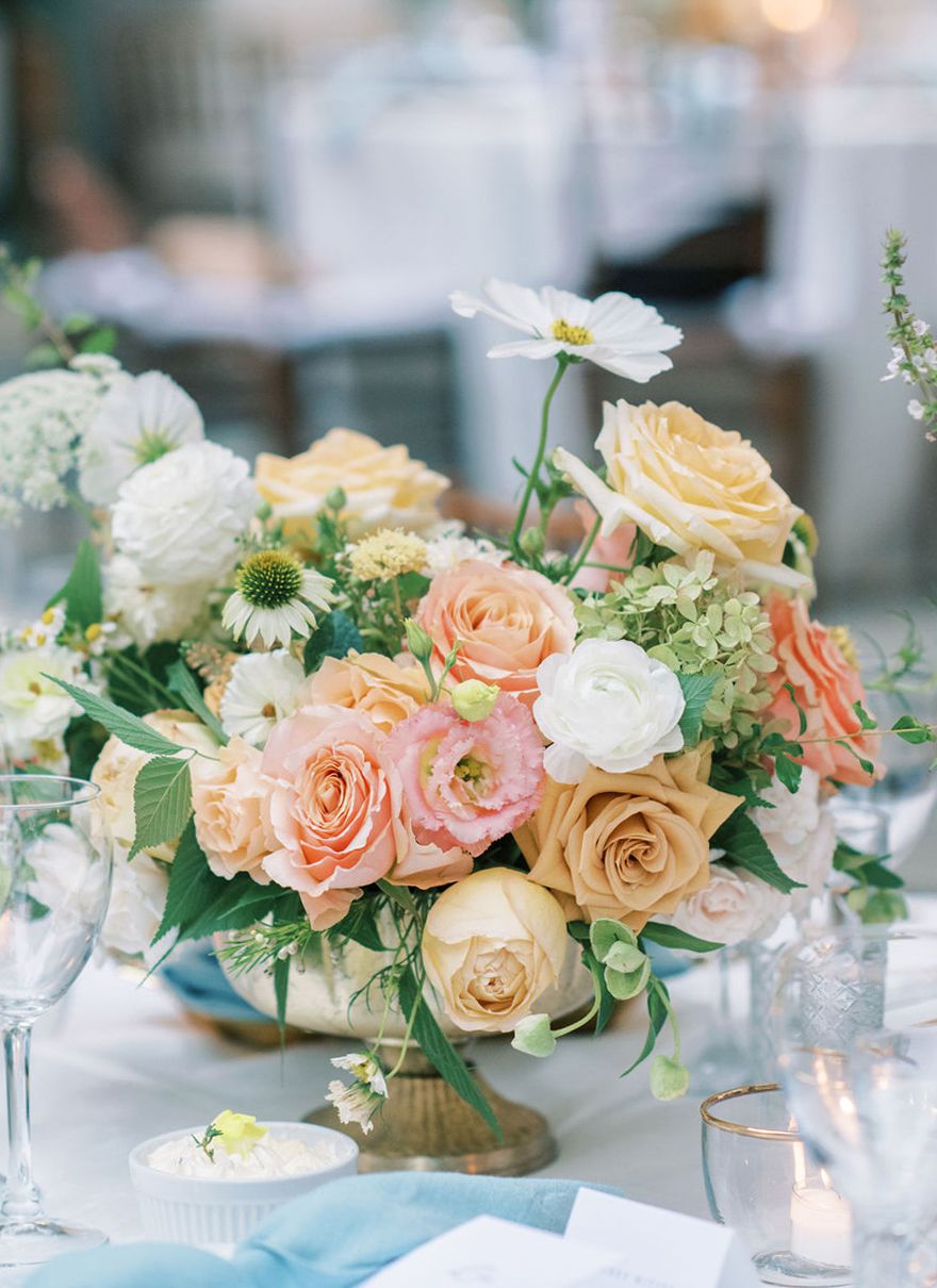 warm toned floral wedding centerpieces