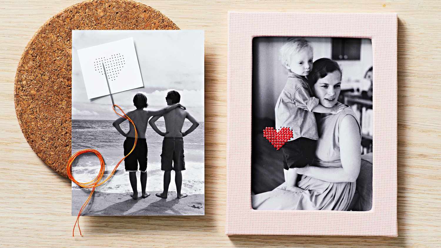 heart embroidered photo diy