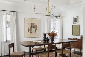 dining room table art and statement lighting