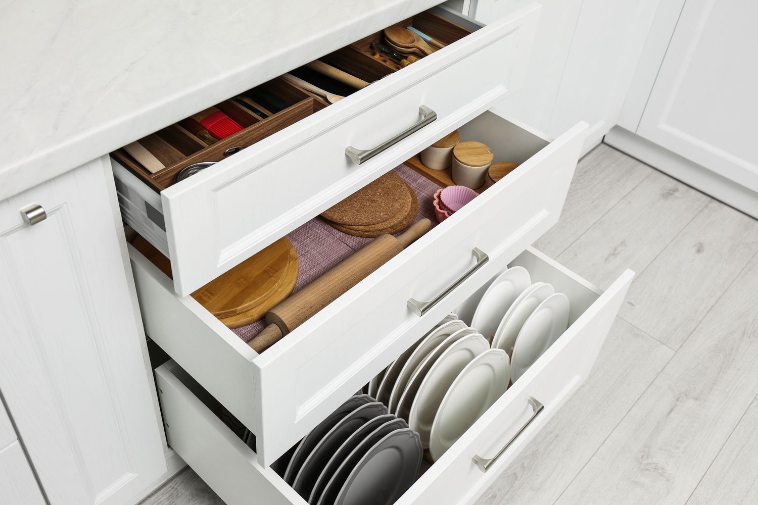 pull-out drawers in kitchen