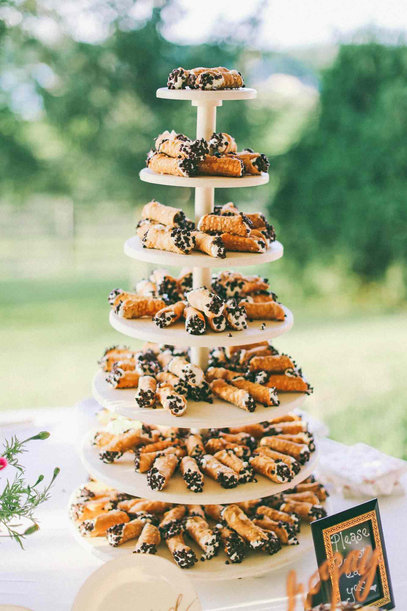 tiered trays of cannolis