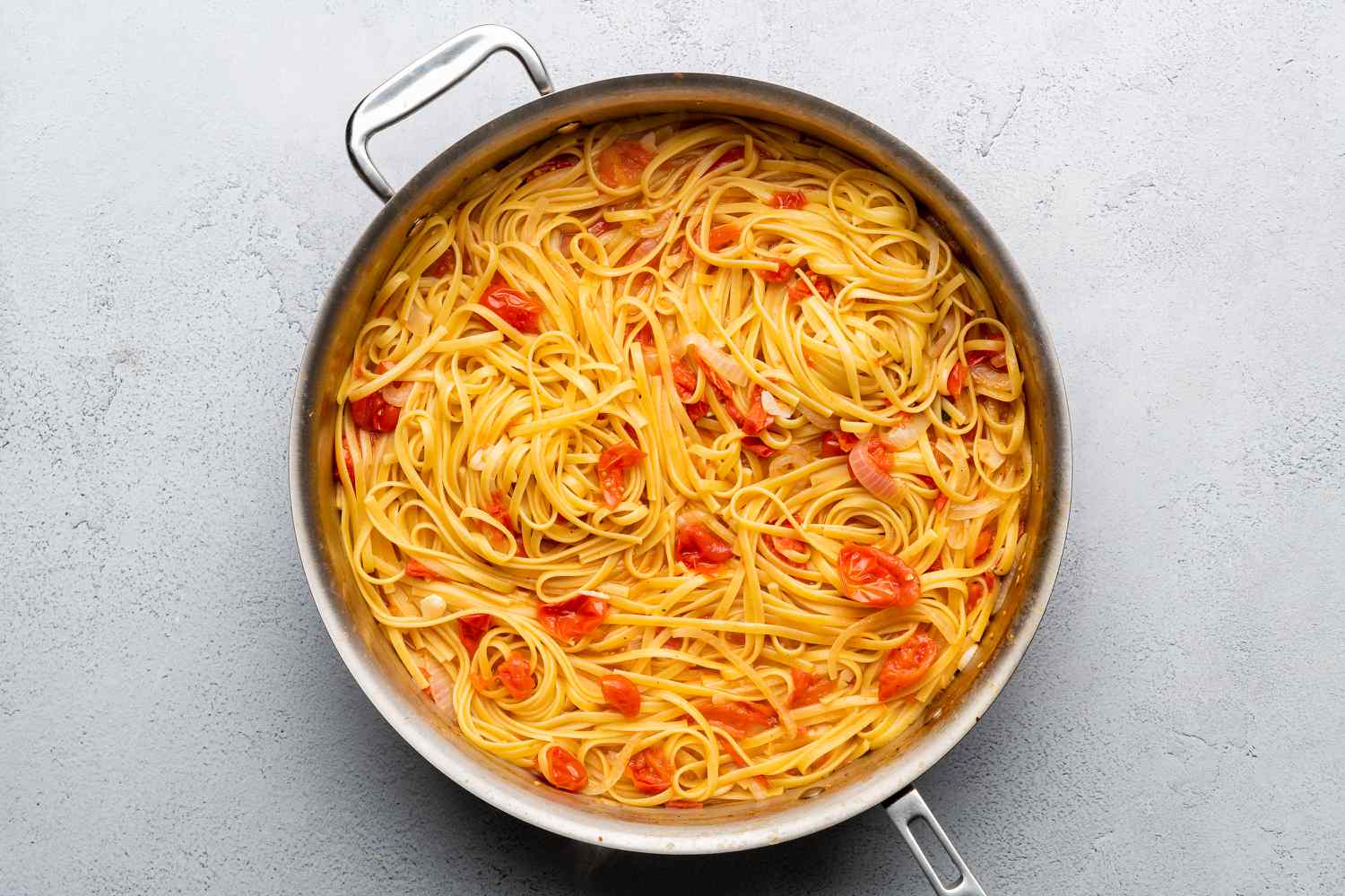 One-Pan Pasta - cooked pasta and tomatoes