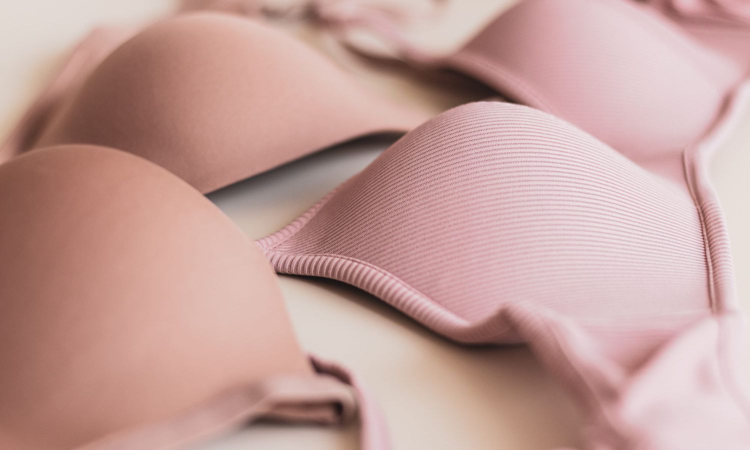 pink and nude bras close-up