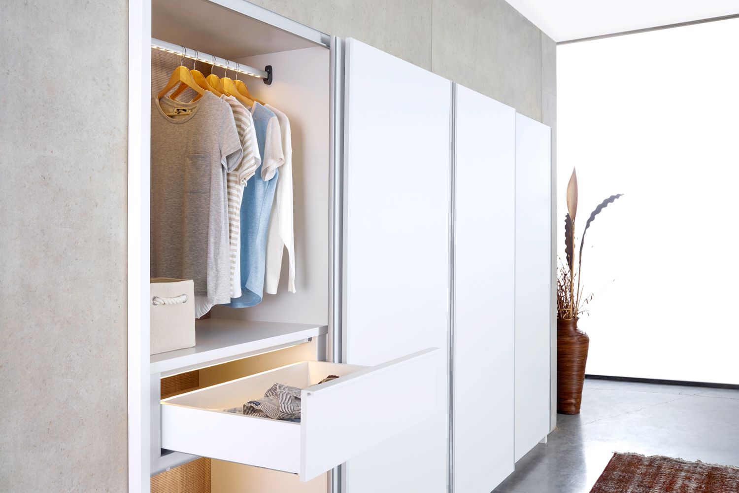 Lights installed in wardrobe