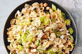 overhead view of orecchiette pasta on a plate