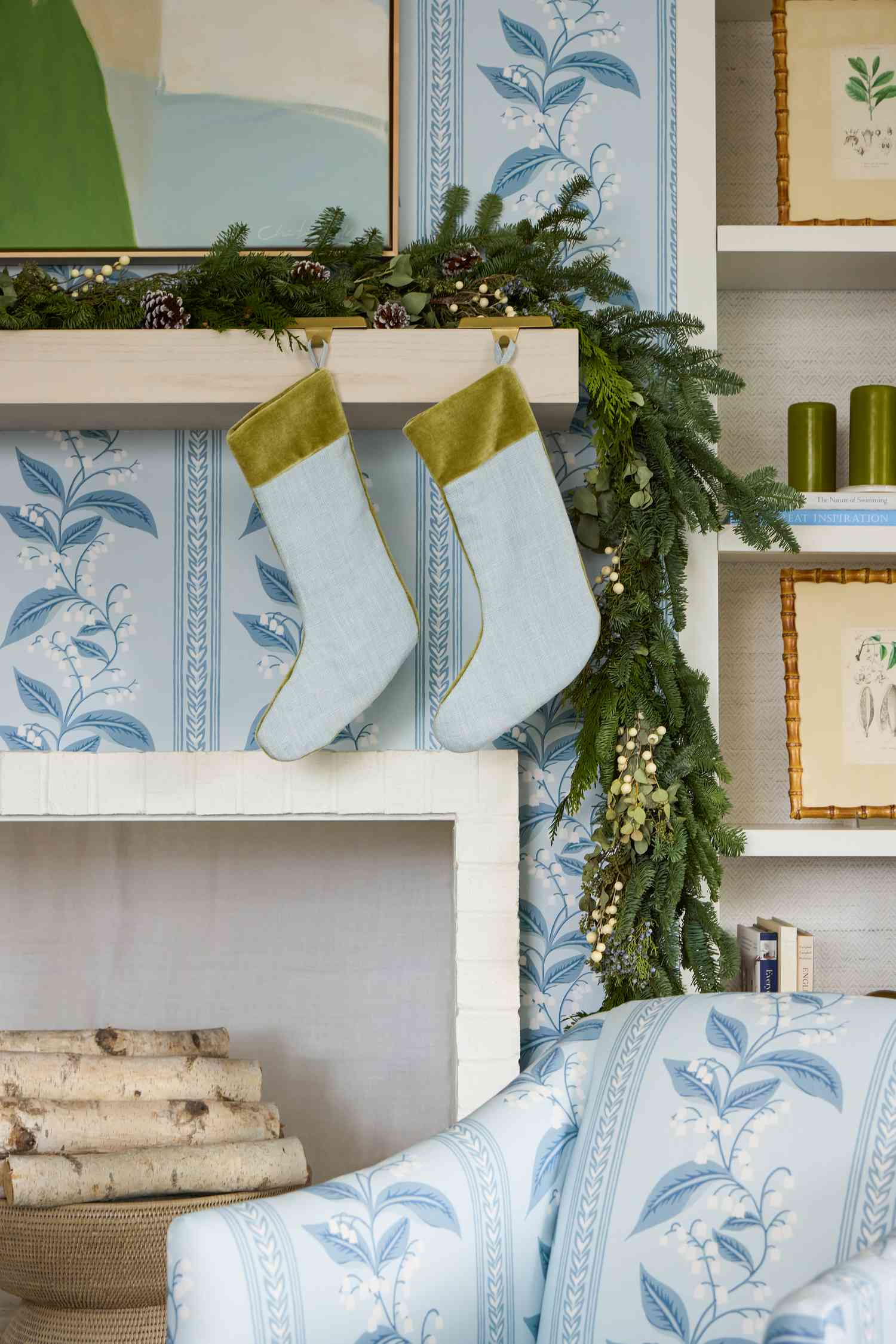 blue stockings and wallpaper 