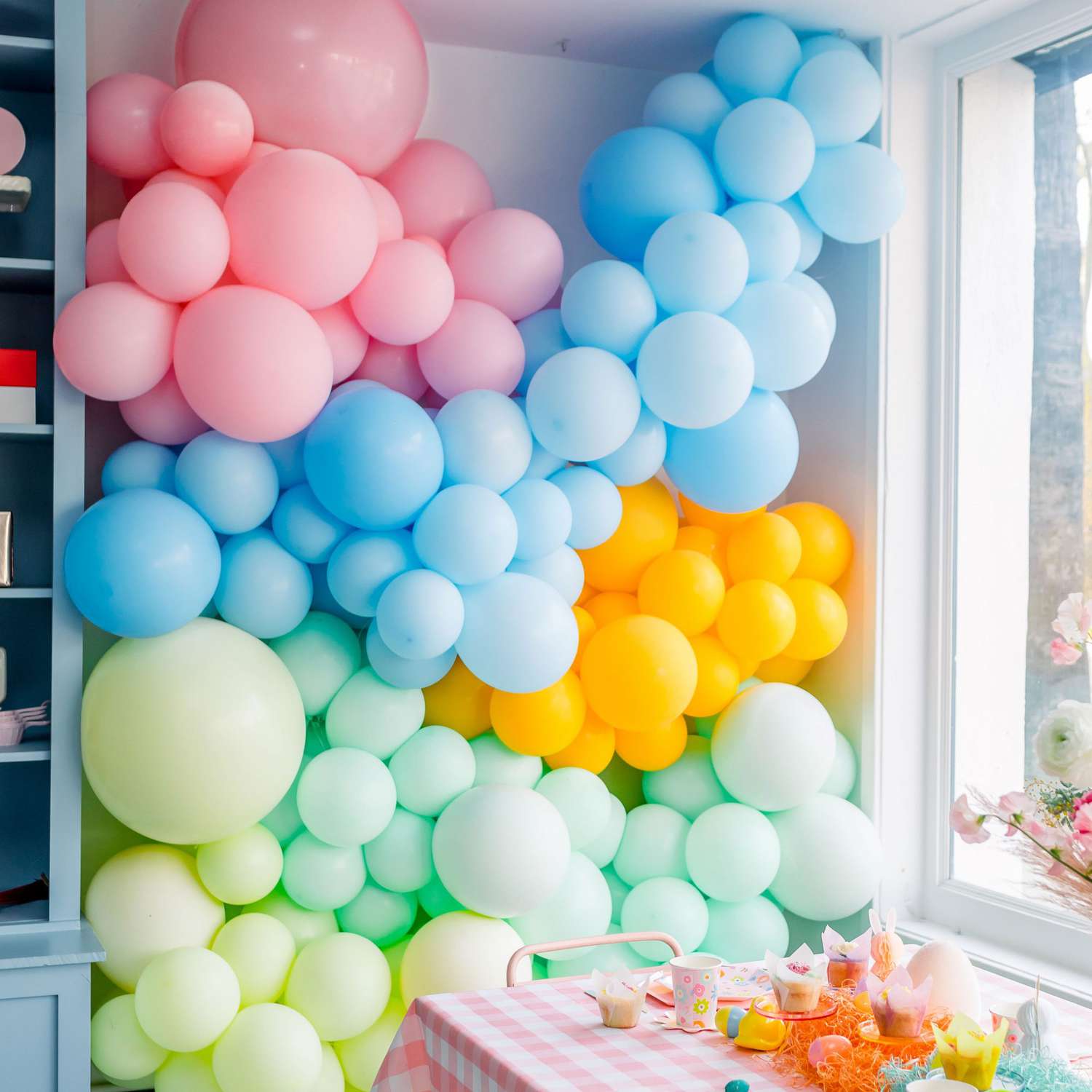 festive balloon wall for party