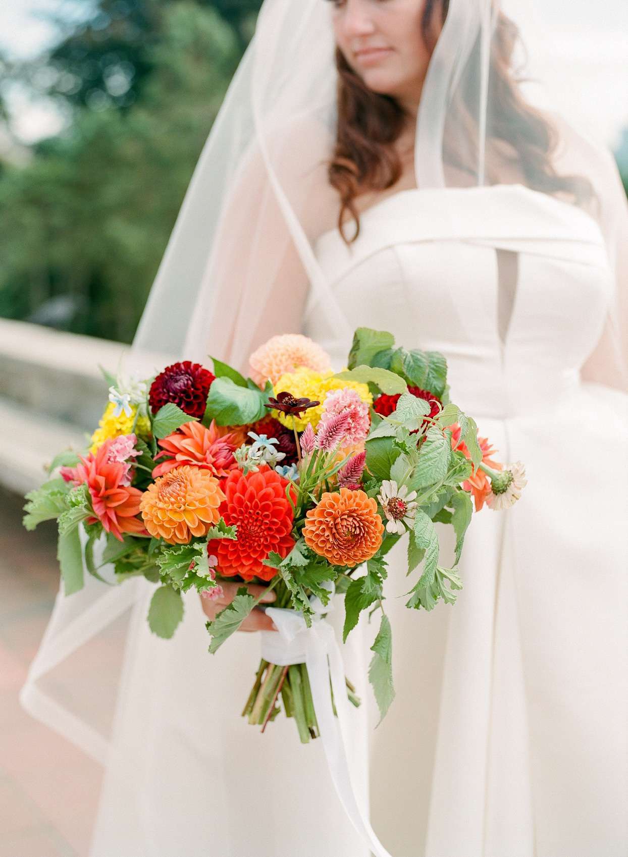 Vibrant fall bouquet with dahlias