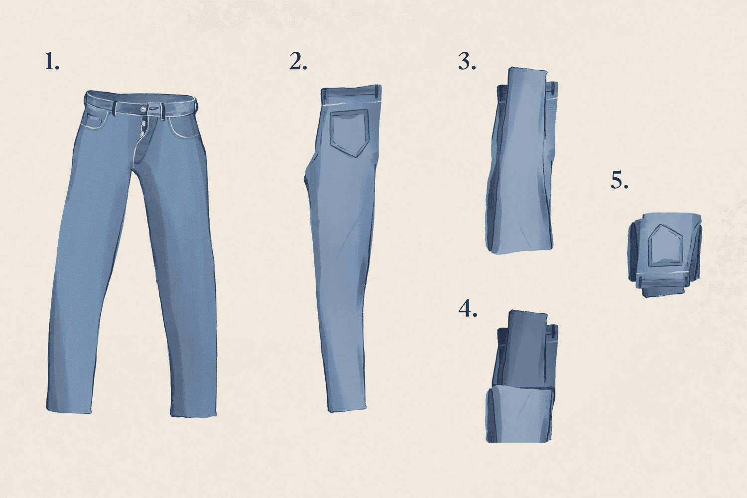 Illustration of jeans being folded