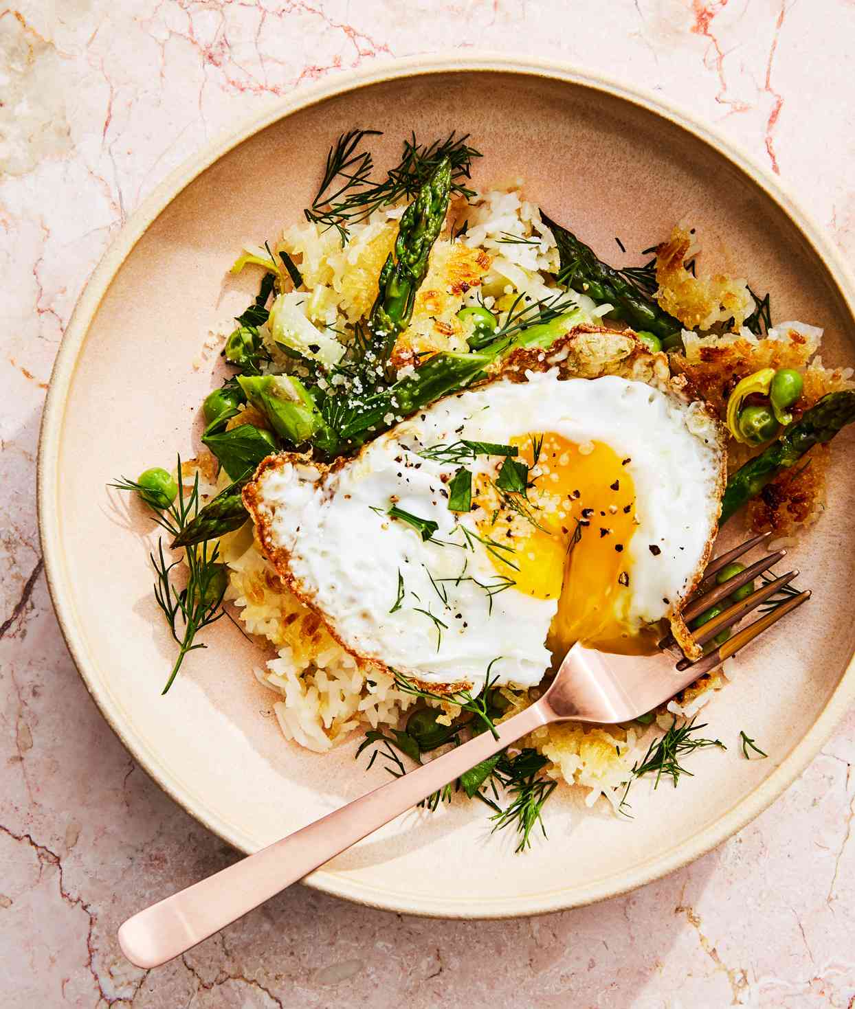 Leek-and-Asparagus Crispy Rice