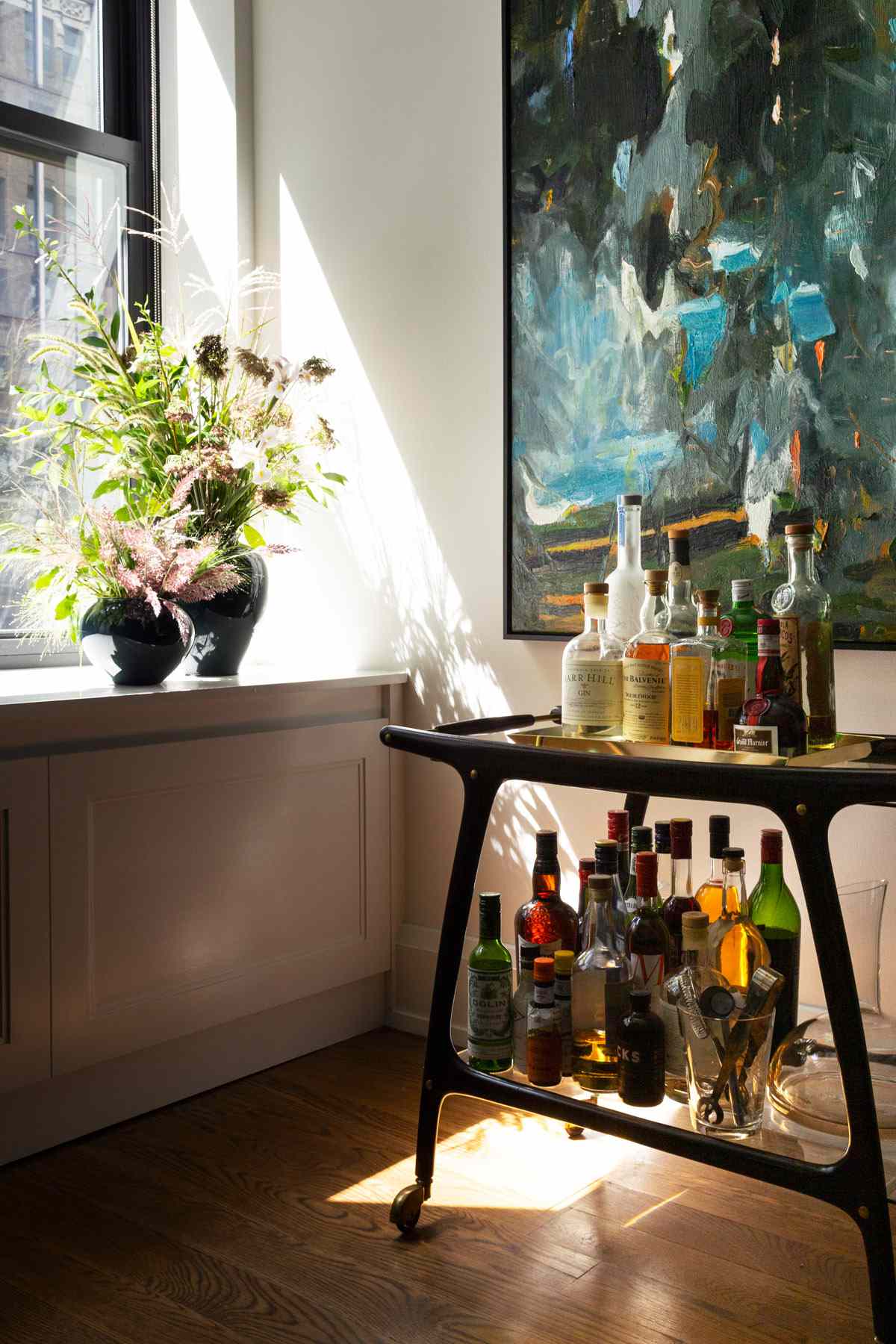 white arrow home tour bar cart