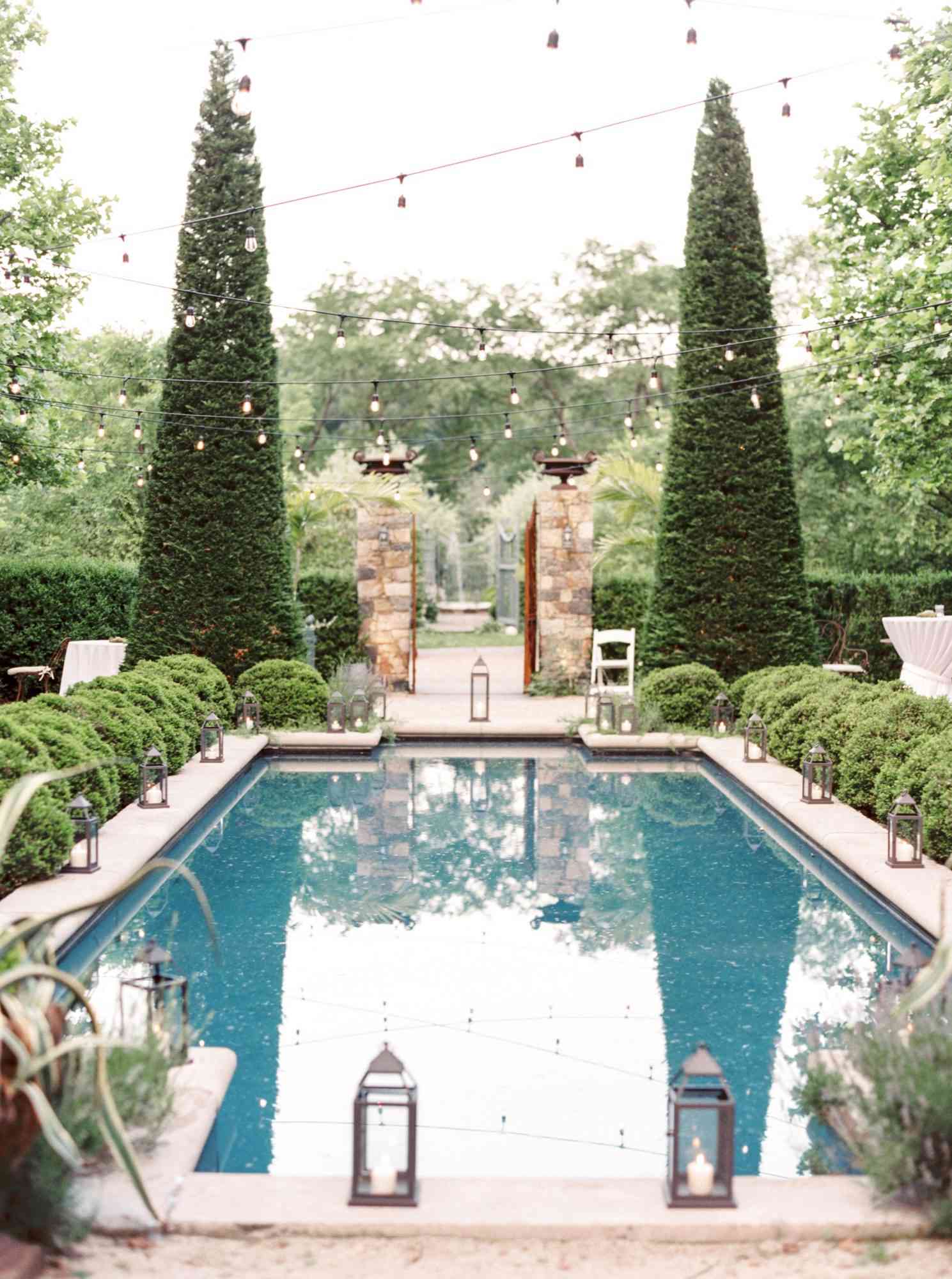 pool and garden outdoor ceremony