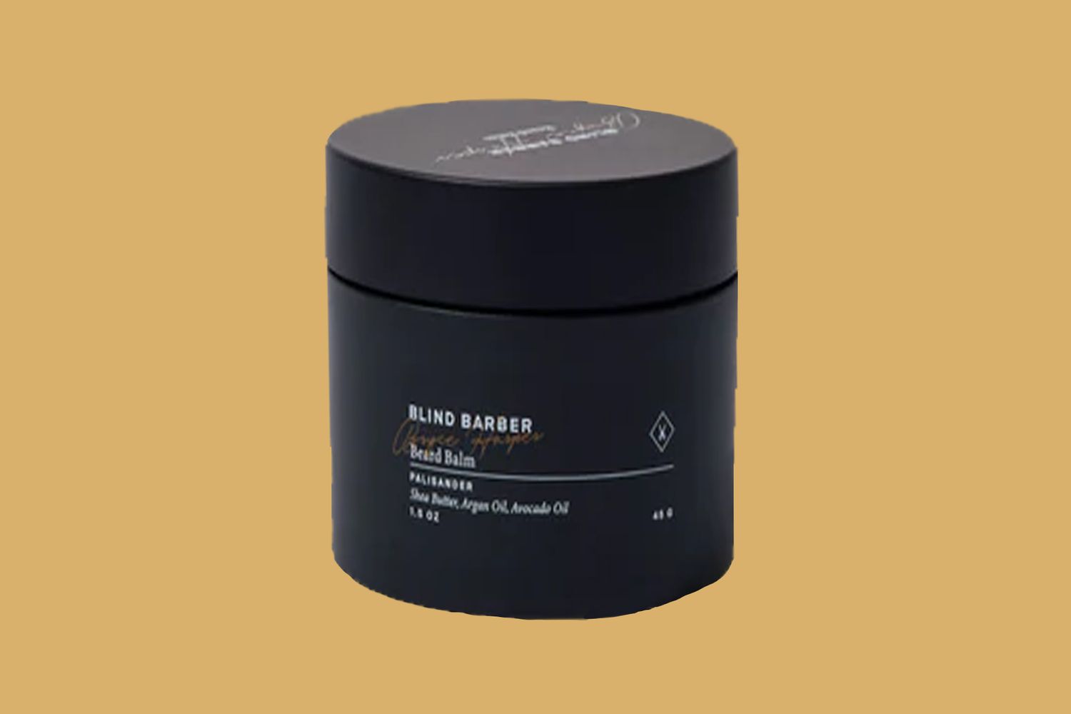 blind barber beard balm on yellow background