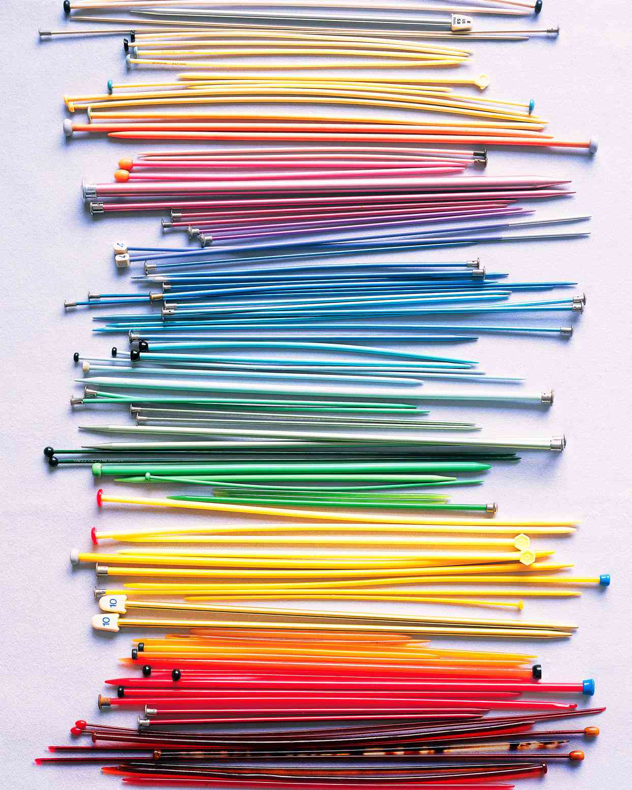 colorful knitting needles