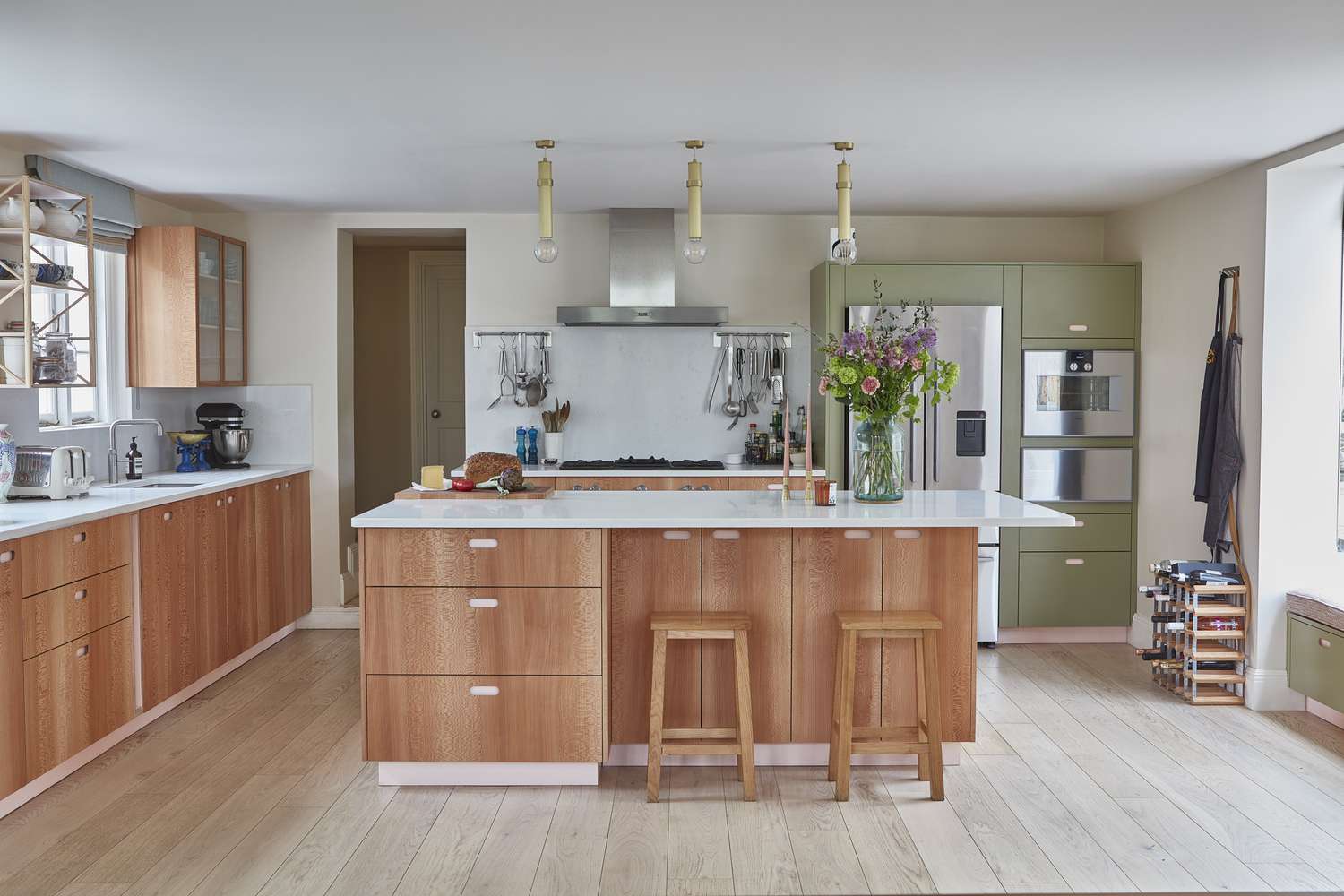 kitchen with wood drawers 