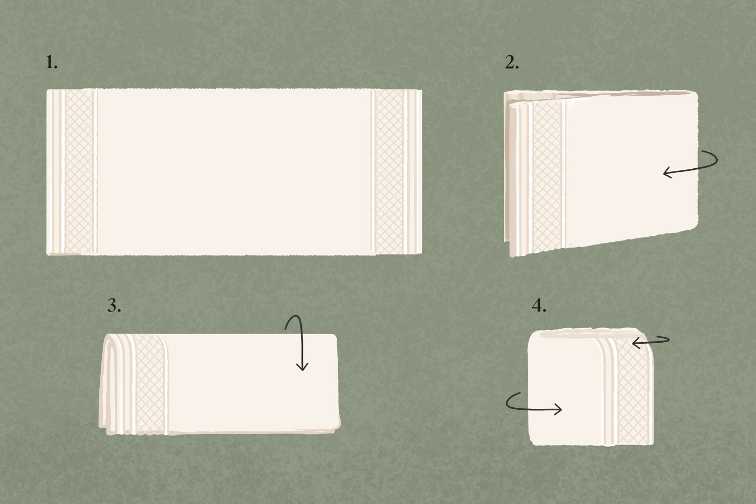Illustration of bath towel folding method