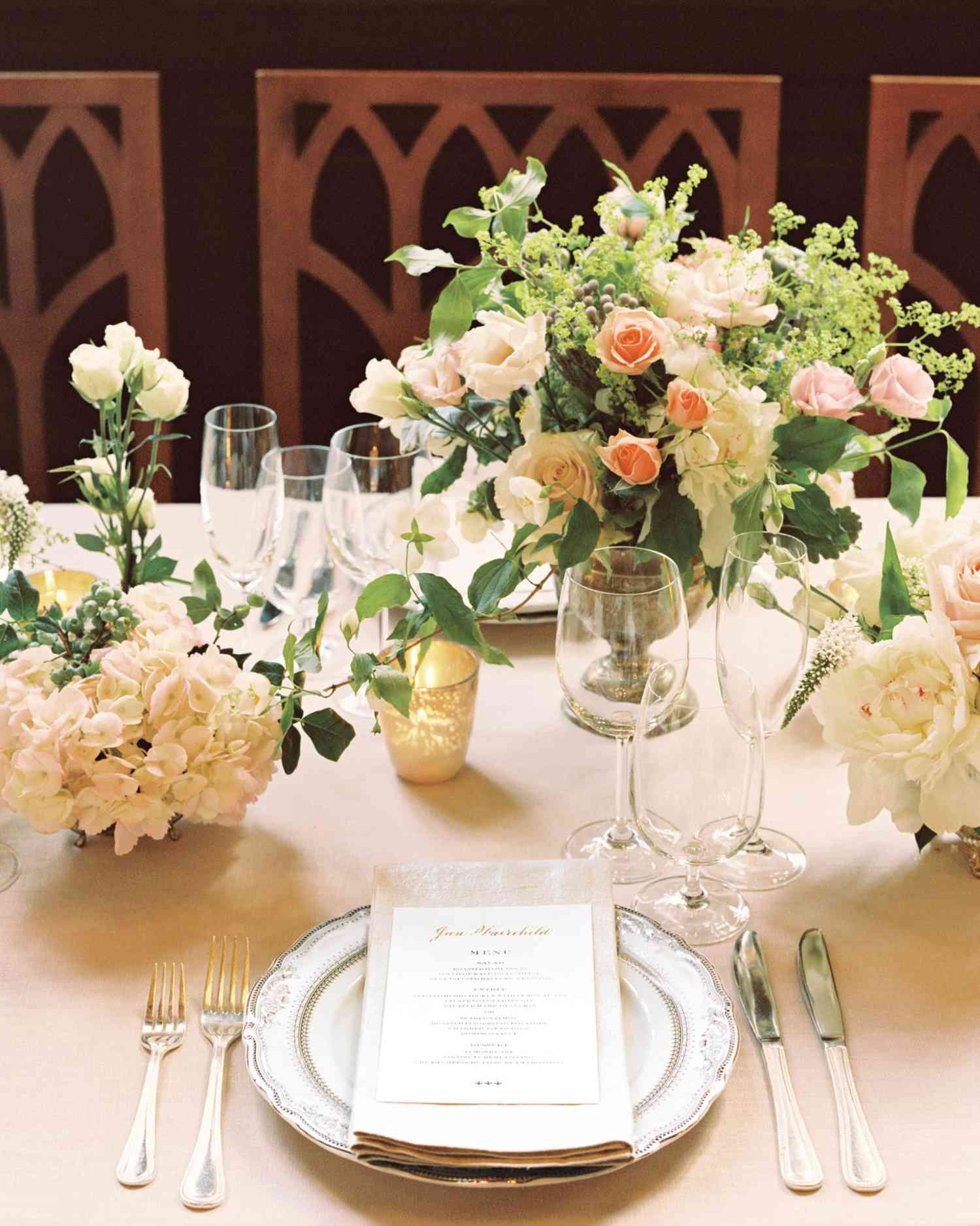 Blue, Orange, and Marble Table Setting