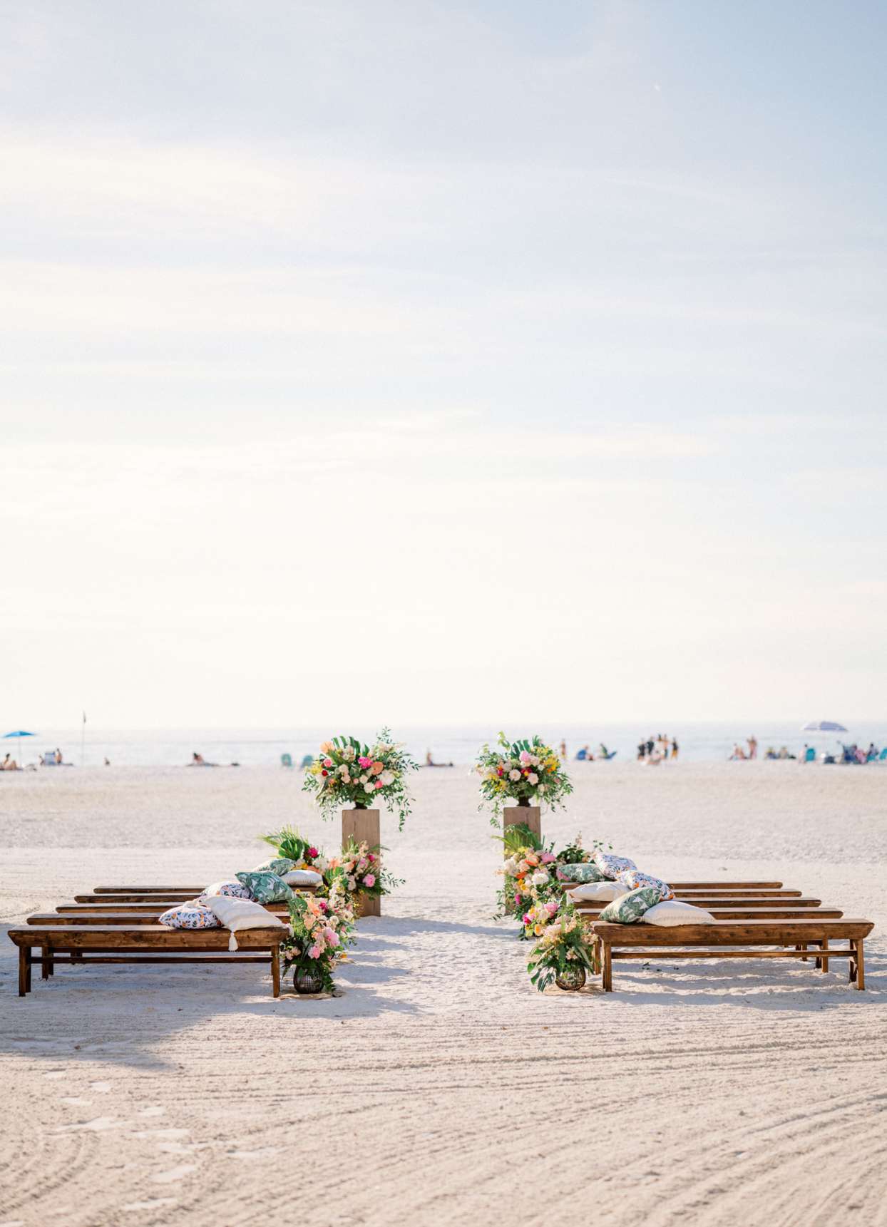 wedding ceremony area on beach