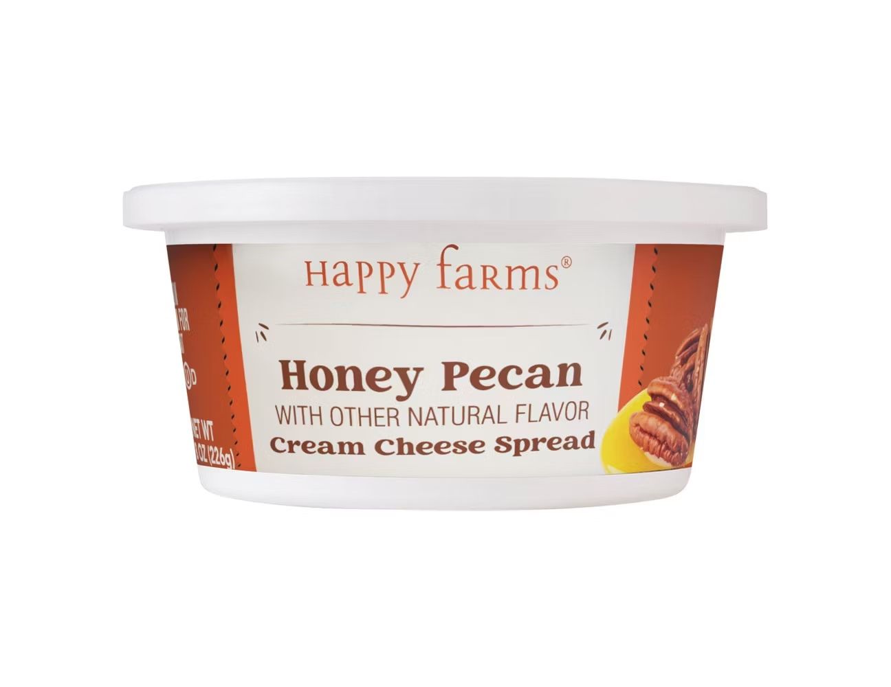 Container of Happy Farms Honey Pecan Cream Cheese Spread