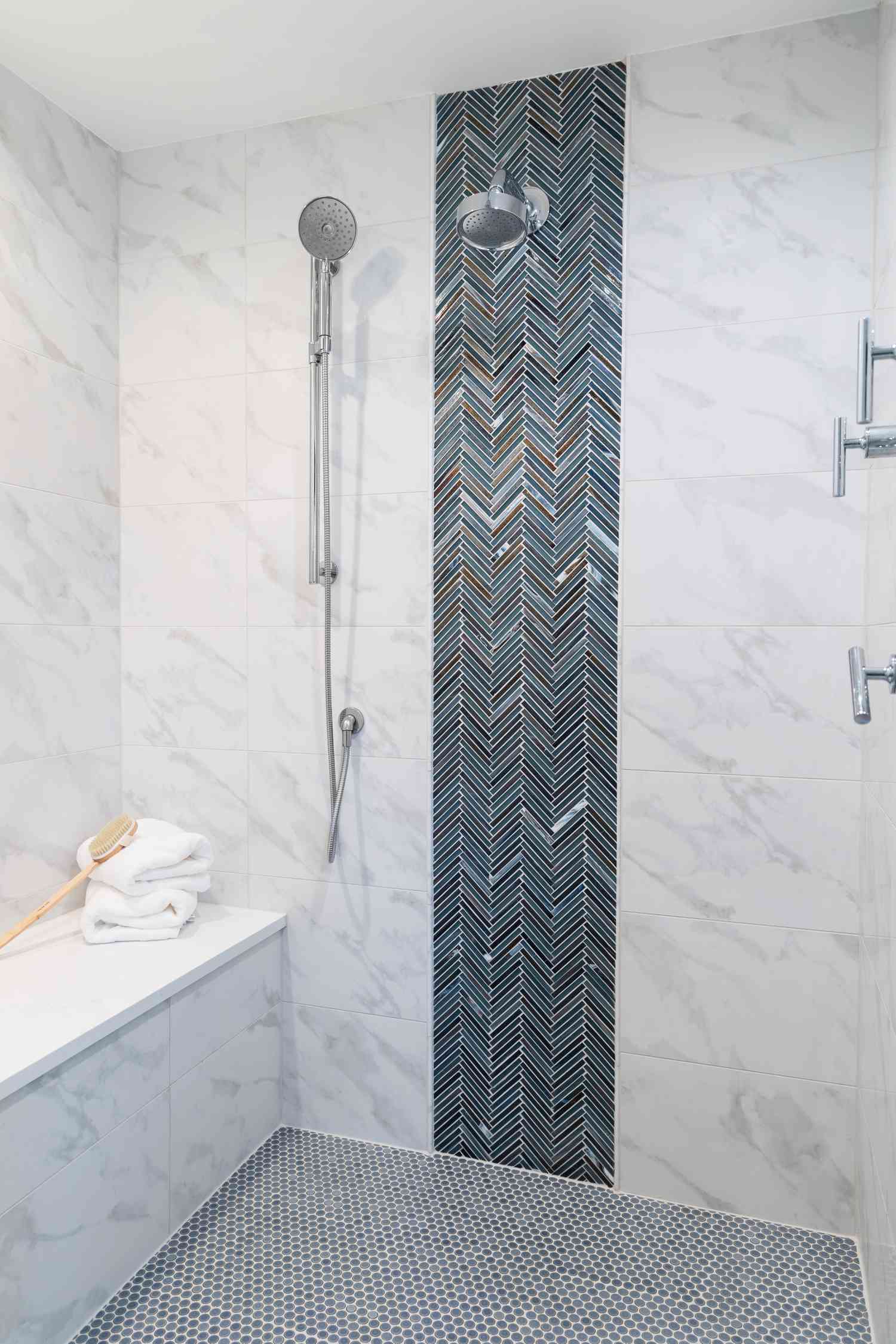 mosaic tile in a shower