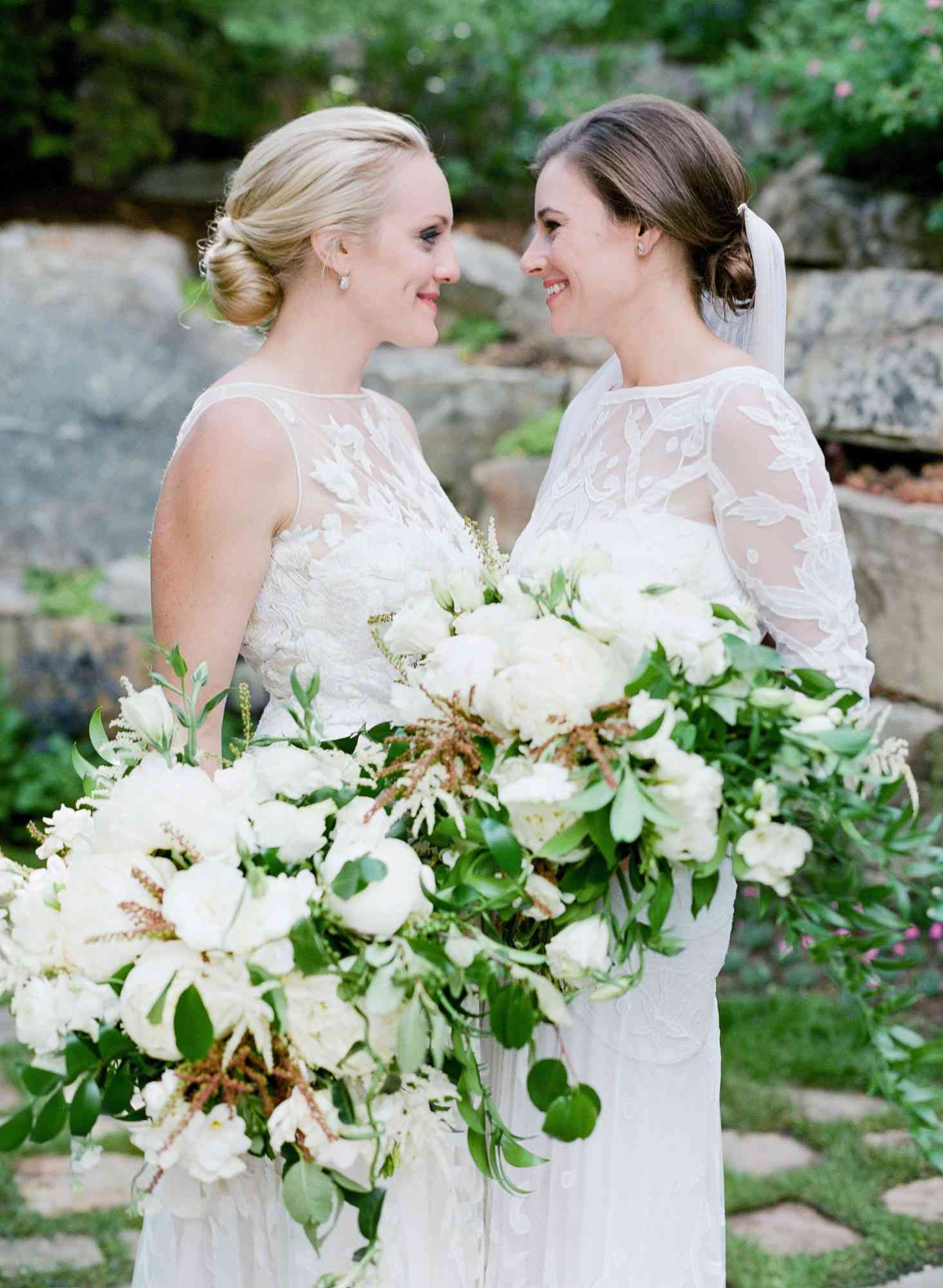 brides and white bouquets