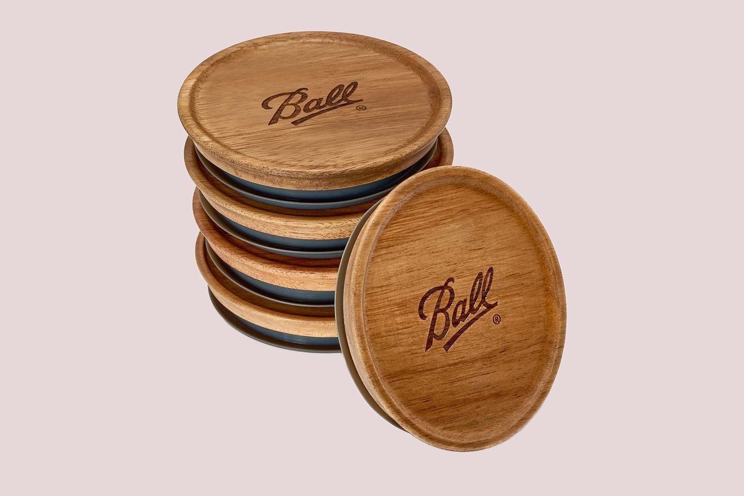 Wooden ball jar lids