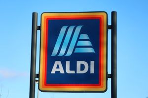 A logo sign for Aldi displayed outdoors