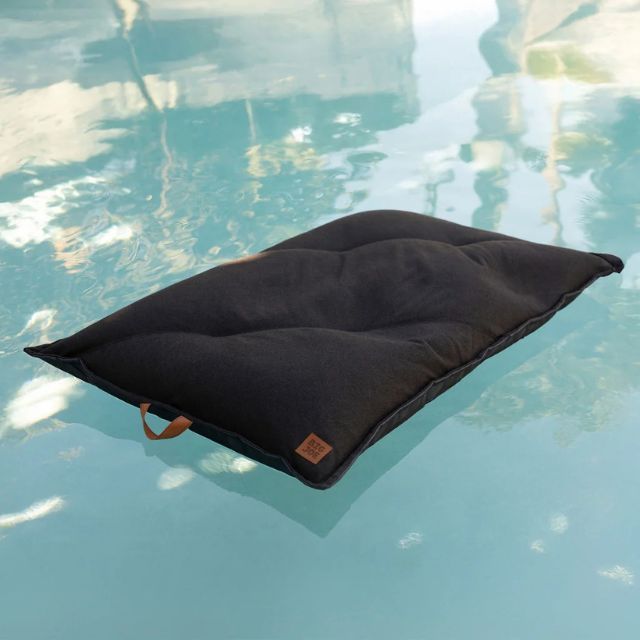 A floating cushion on calm water