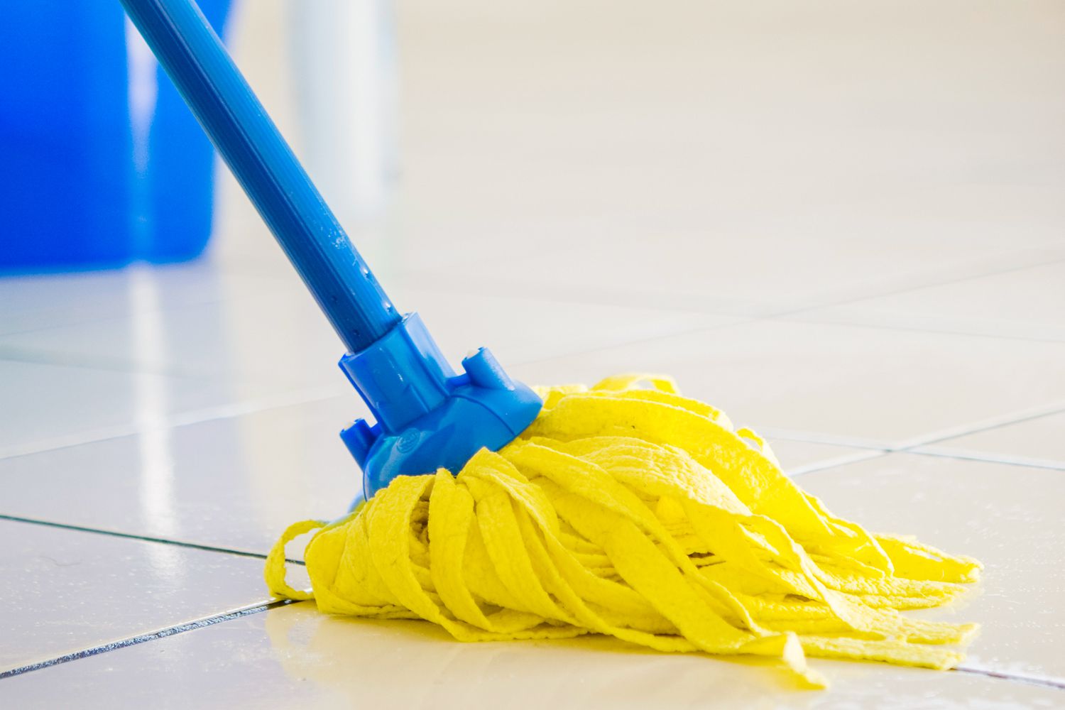 Mopping tile floor