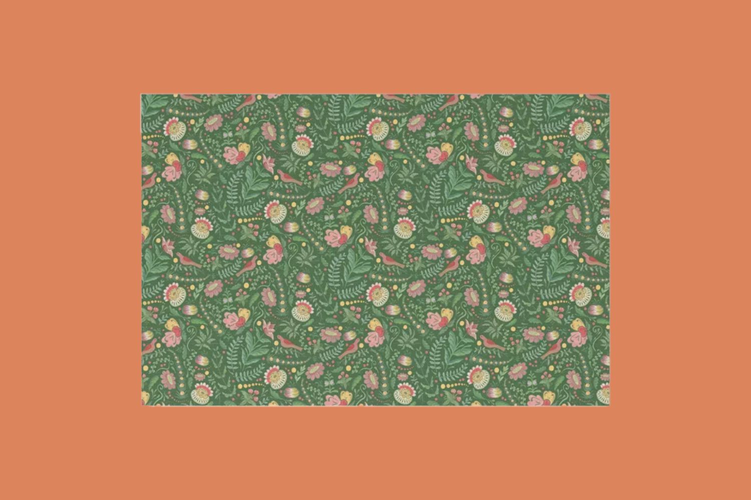 Swedish Floral Green Welcome Mat