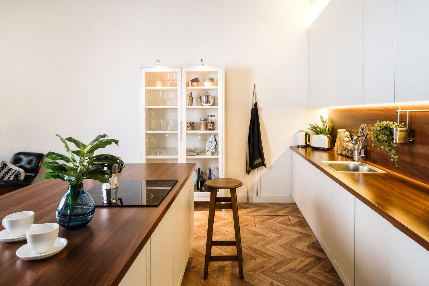 Kitchen with laminate wood countertops