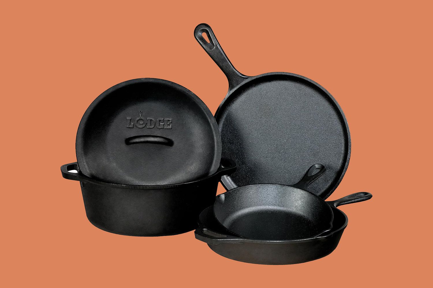 Lodge Seasoned Cast-Iron 5-Piece Bundle