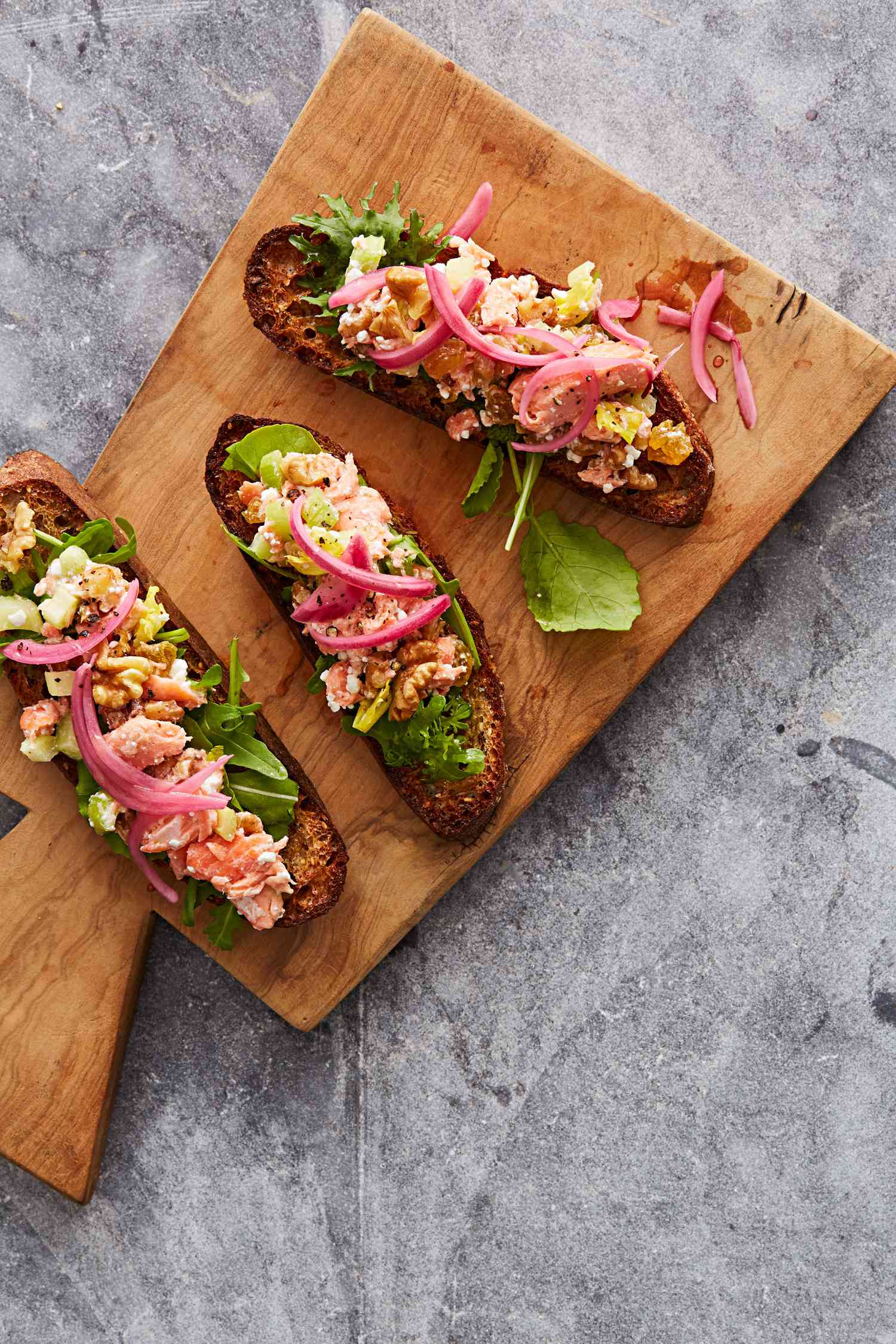 salmon salad with celery and walnuts