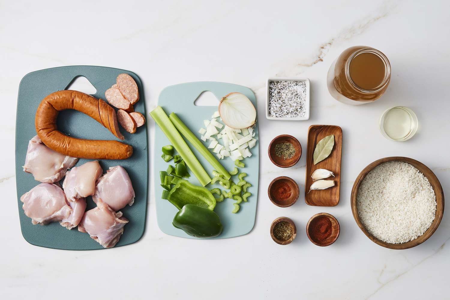 Ingredients for cajun jambalaya